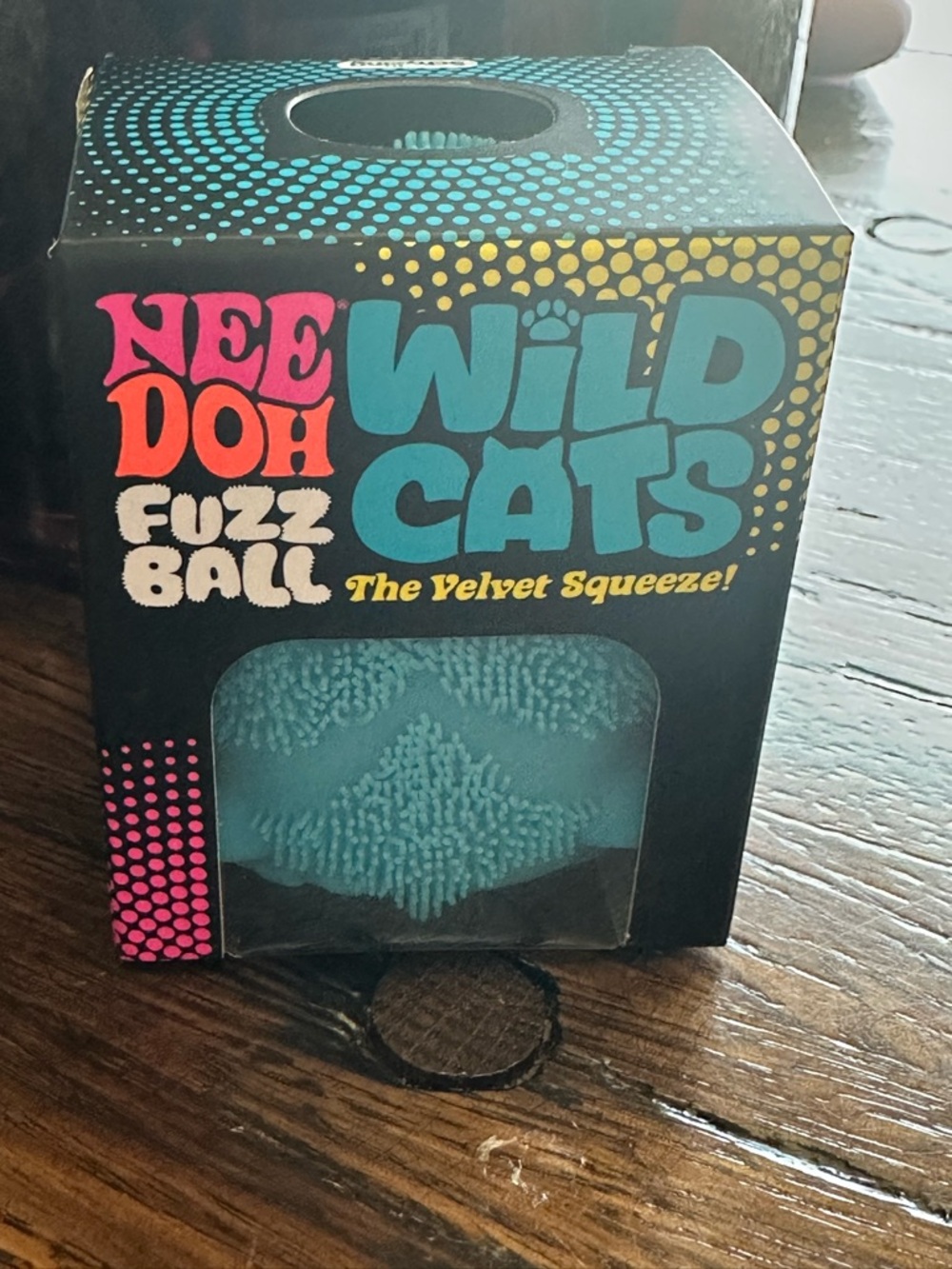 Wild Cats Fuzz Ball Cat NeeDoh- Teal Blue Velvet Squeeze